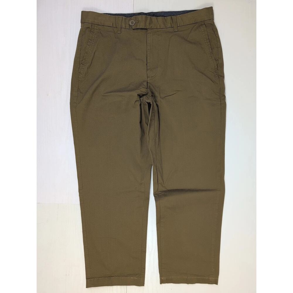 Rowm Pants Mens Size 36X32 Brown Chino Straight Leg Commuter Casual Flat Front